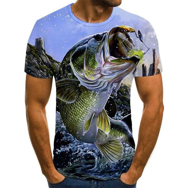 

new summer 3d printed fish pattern men and women casual t-shirt fashion trend youth cool mens t-shirt hip hop short sleeve, White;black