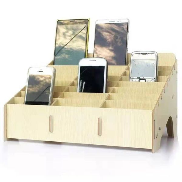 

wooden 12-24-grid cell phones storage box deskmobile phone holder organizer for office school