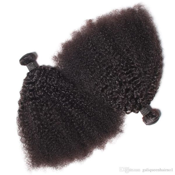 

brazilian virgin human hair afro kinky curly wave unprocessed remy hair weaves double wefts 100g bundle 2bundle lot can be dyed bleached, Black