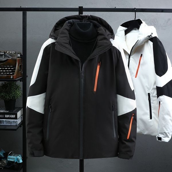 

men's voice, winter, short, tiktok, white feather, detachable hat, casual down et, overcoming men., Black