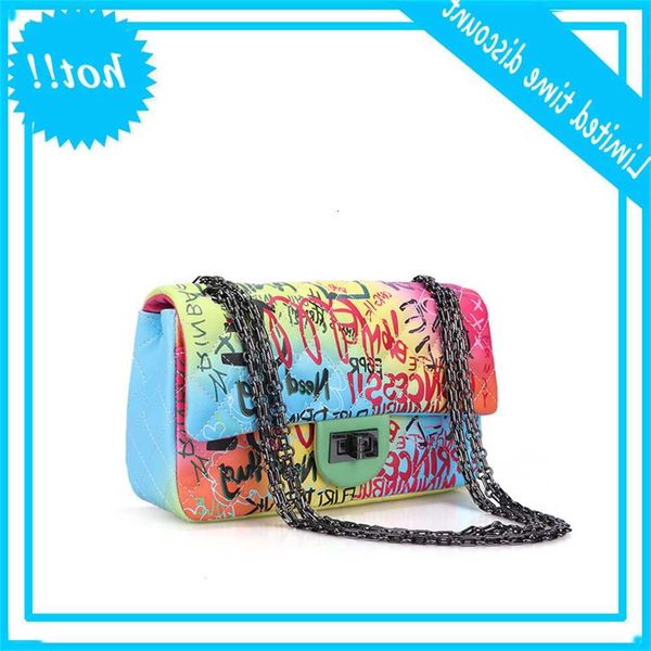 

maidudu graffiti women's 2019 new candy color small square fashion rhombic chain single shoulder messenger bag