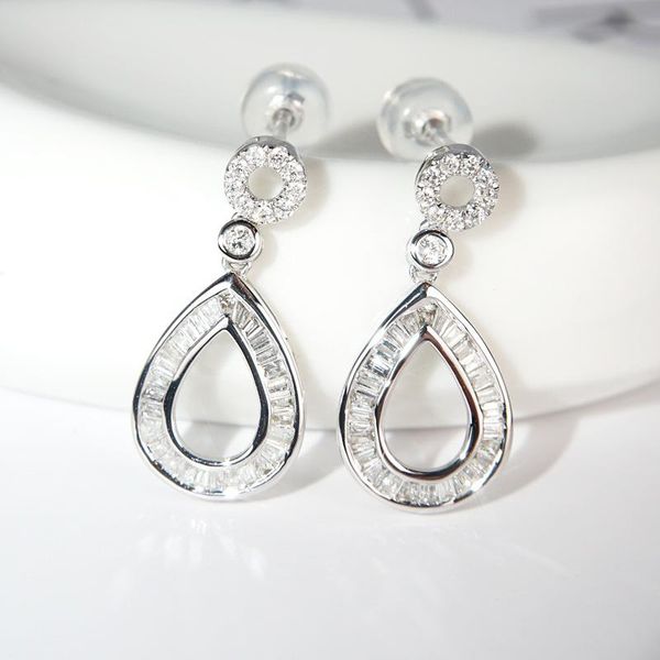 

мода drop 925 стерлинговые серебряные серебряные серьги серьги pave simatuated diamond серьги для женщин ювелирные изделия женская корея, Golden;silver