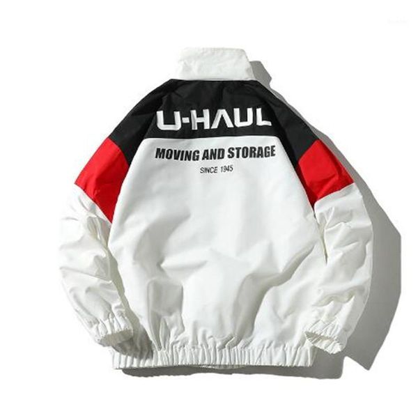 

2020 new fashion school hip hop windbreaker overcoats men jacket vintage color block windbreaker zip up casual streetwear1, Black;brown