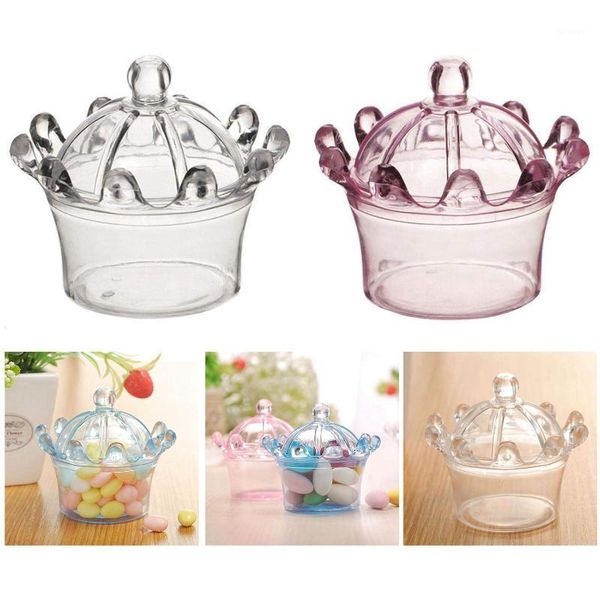 

12 pcs candy boxes, plastic mini e with crown design party decoration clear plastic crown fillable party favor box for candie1
