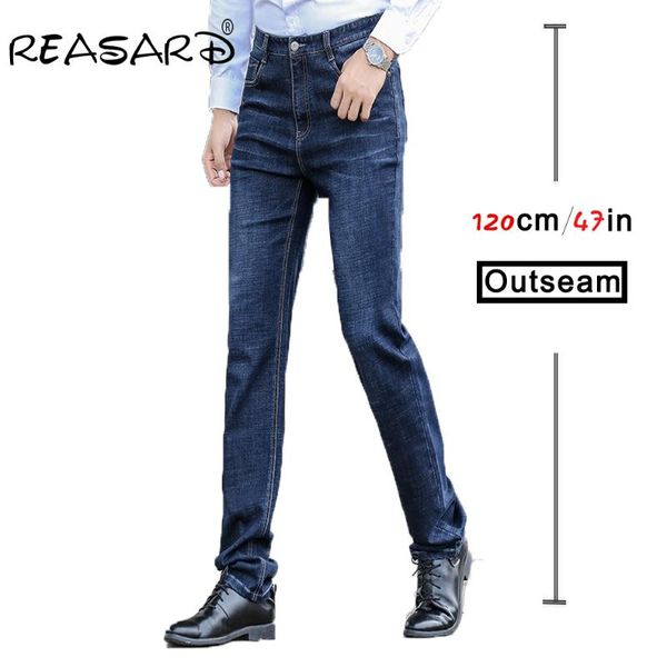 

tall mens120cm extra long jeans men plus size 28-40 42 44 mens cotton denim 2020 new autum winter straight classic jeans, Blue