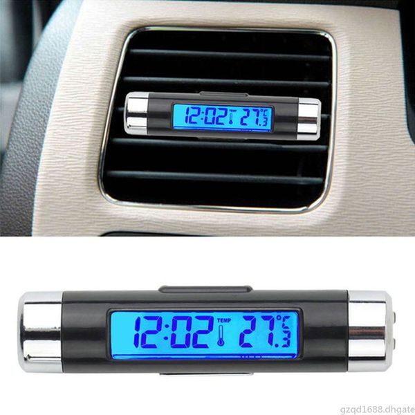 

1piece digital car clock lcd temperature thermometer clock 2 in 1 car digital