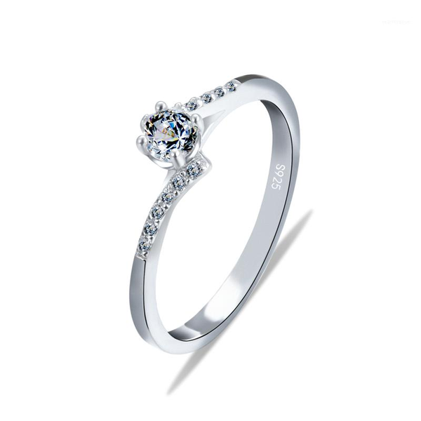 

wholesale ring for women jewelry sterling silver engagement fashion prongs ring female wedding with box s9251, Golden;silver