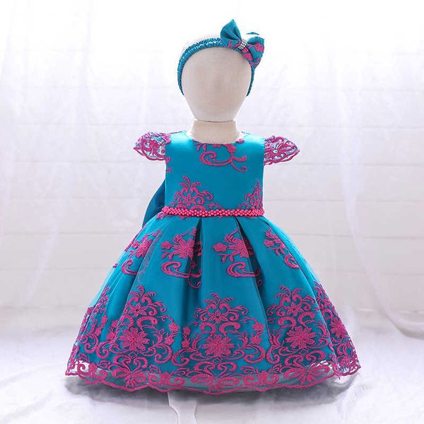 

children's one year old baby bow princess dress baby dress, Red;yellow