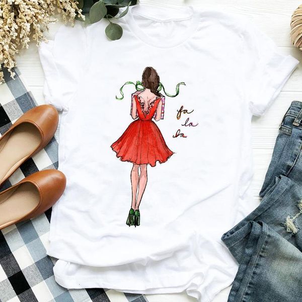 

women happy time gift girl cartoon new year holiday merry christmas clothes ladies graphic print tee tshirt female t-shirt, White