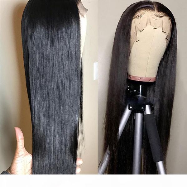 

13*1 lace part wig straight human hair wig for women 150% brazilian remy hair human hair wig deep middle part lace wigs, Black
