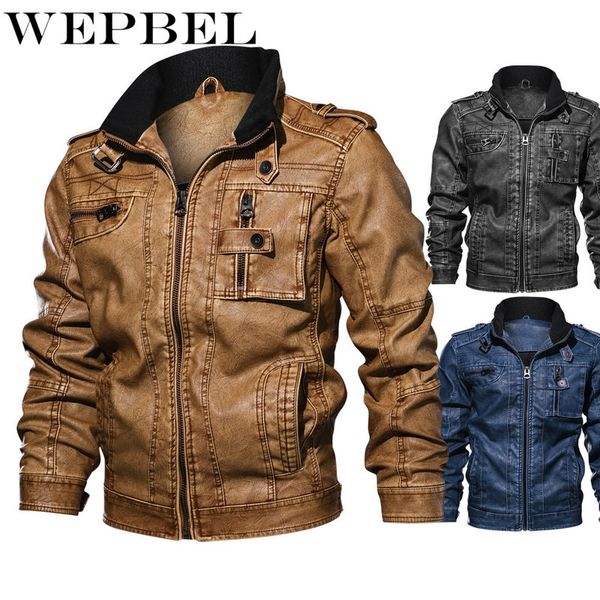 

men winter autumn motorcycle punk pu leather jacket mens stand collar casual windbreaker slim coat q1210, Black