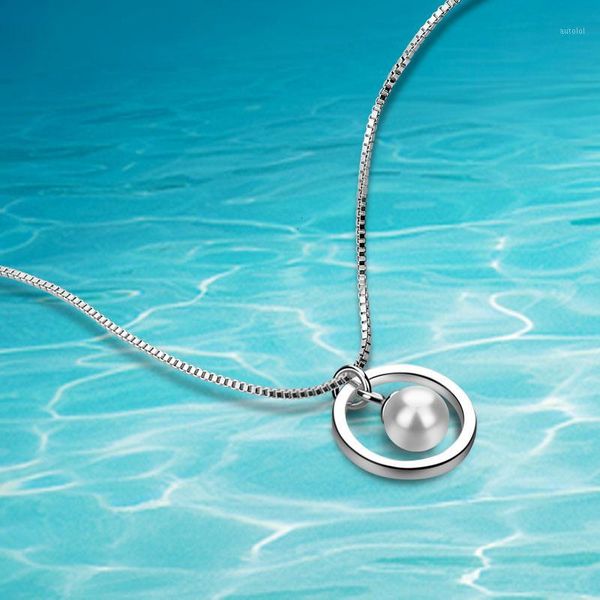 

dankadi simple style box chain pearl pendants & round necklaces 925 sterling silver for women punk party collier1