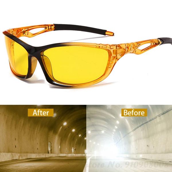 

2021 new night vision sunglasses men sports polarized sun glasses yellow lens night driving anti-glare goggles for driver n109, White;black