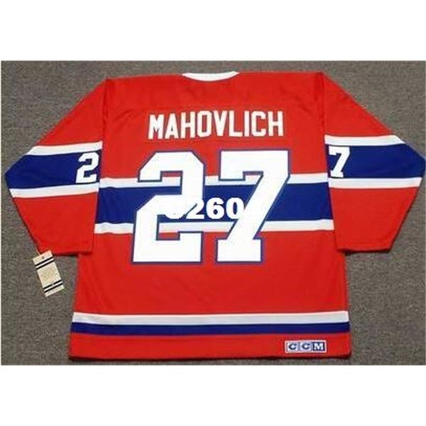 

mens #27 frank mahovlich montreal canadiens 1973 ccm vintage retro away home hockey jersey or custom any name or number retro jersey, Black