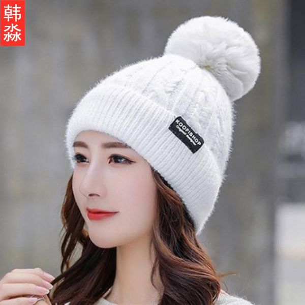 

autumn and winter festivals angora fur hats women curled knitted hats hedging woolen lovers thick women, Blue;gray