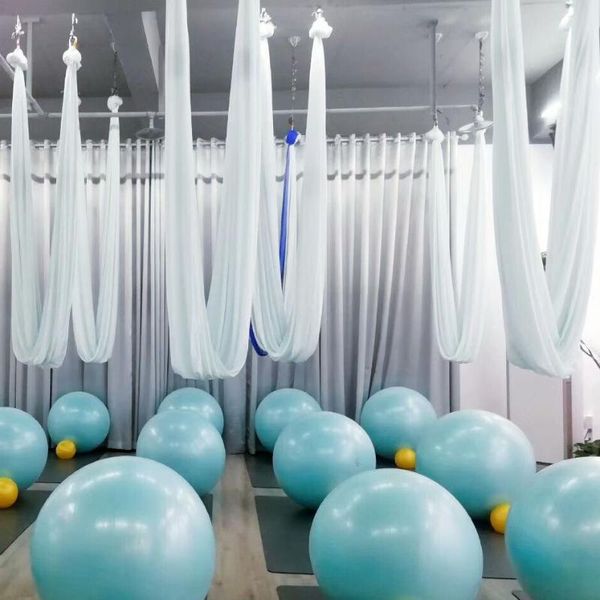 

18meters pure color aerial anti-gravity yoga hammock set swing bodybuilding gym fitness equipment inversion trapeze