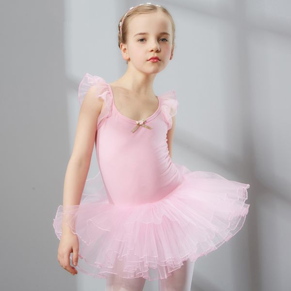 

2017 girl kids ballet dance dress pink/purple ruched tulle tutu kleding meisjes performance traing costumes tutu ballet, Black;red