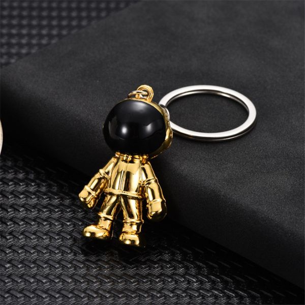 

simulation astronaut metal model keychain 2020 creative design space robot pendant personalized metal ornaments key ring, Slivery;golden