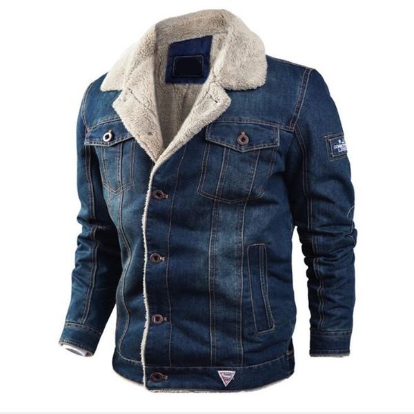 

2021 winter men's casual wear man's jacket denim male thick coat bomber fur coats outerwear h0ti, Black;brown