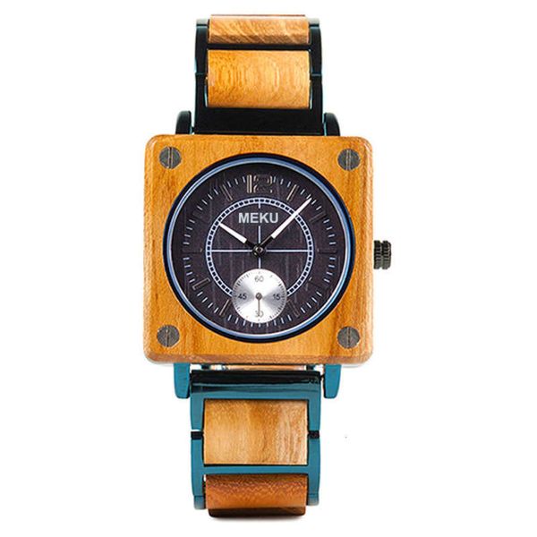 

men2019 quartz square men's wooden creative watch grfa, Slivery;brown
