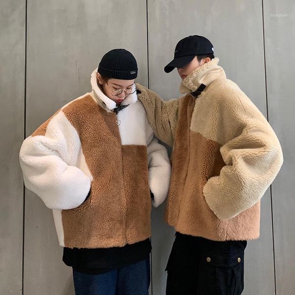 

cashmere long coats lamb overcoat in warm windbreaker 2020 men's fashion casual parkas loose thicken cotton-padded clothes1, Black