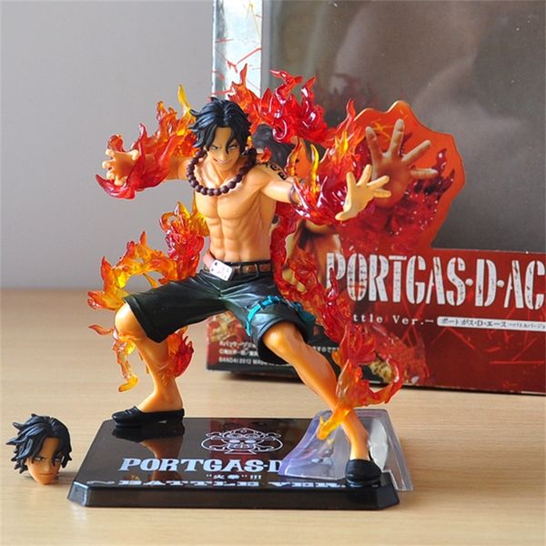 

14cm one piece zero portgas d ace battle ver. fleam pvc action figure model toys with original box y200421