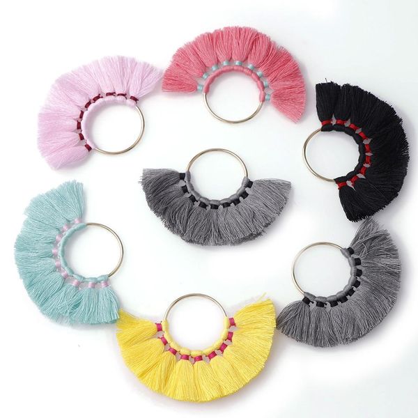 

2 шт. 80 мм смеситель цвет хлопчатобумажной резьбы с кисточкой ювелирные изделия аксессуары diy серьги аксессуары металлические кольца tasse