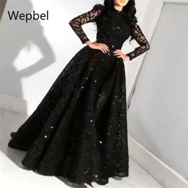 

high waist big swing black dresses sequined expandable evening gown dress summer women party dress long-sleeved q1210, Black;gray