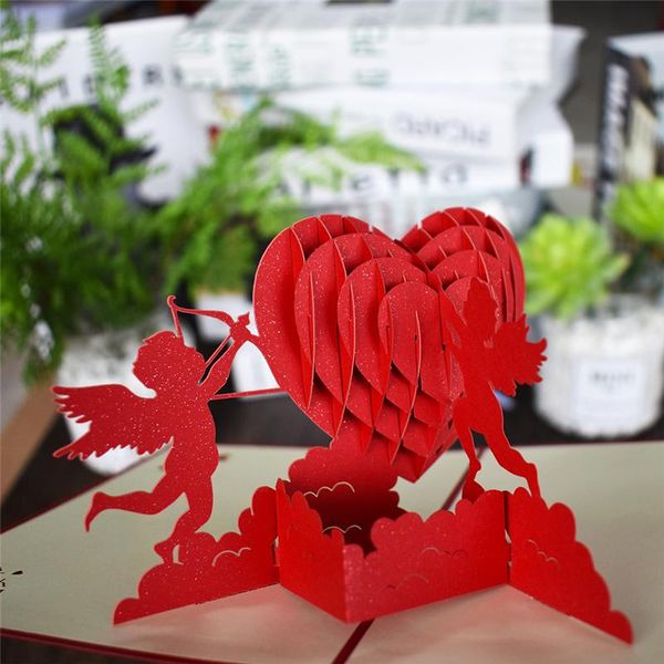 

10 pack wholesale cupid 3d pop up cards for valentine's day wedding laser cut invitations greeting card anniversary gifts card wmtswl