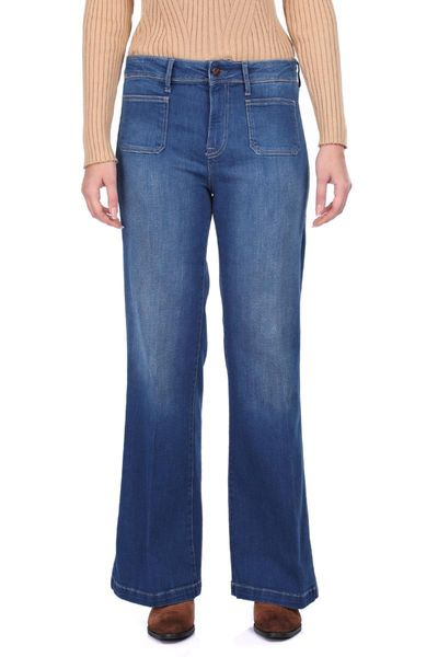 

casual cut wide bell-bottomed women jean pants, Blue