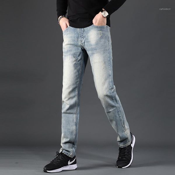 

men's jeans men retro regular straight fit pants1, Blue