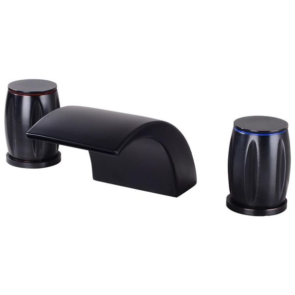 

langyo черный золотой водопад кран бассейна двойной ручкой широкое раковины ванной комнаты смесителя на бортике ванны смесители кран bbyhvt