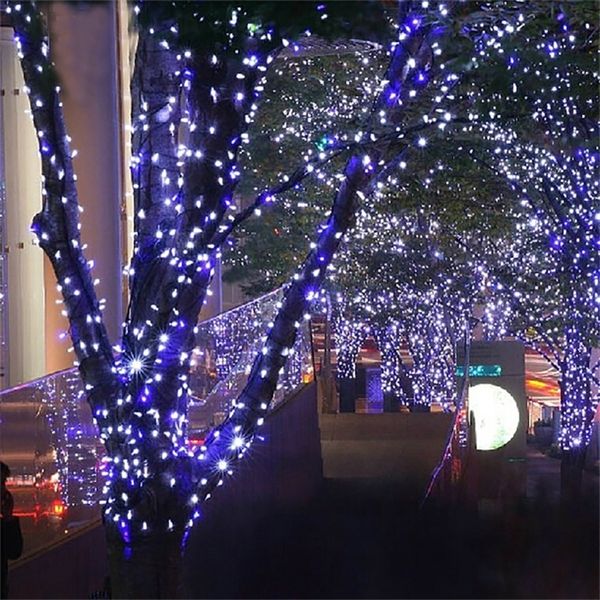 22M LED Garden String Fairy Lights Outdoor Street Garland Decoração para árvores de Natal Quadrado Casamento Solar Power Motion Y201020