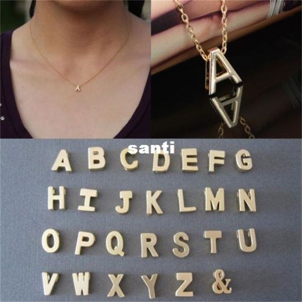 

factorynvinchain pendant fashion necklace a-z letter name initial gold plate