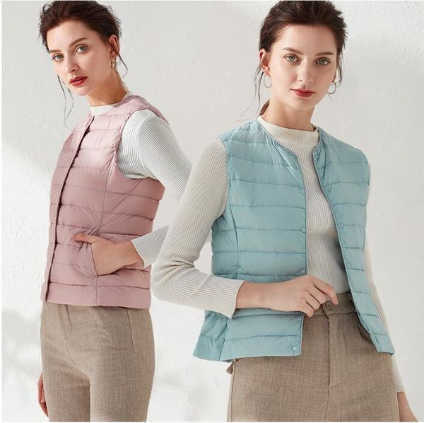 

2020 ultra light down vest women long vest windproof lightweight warm waistcoat female down coat long slim sleeveless1, Black;white