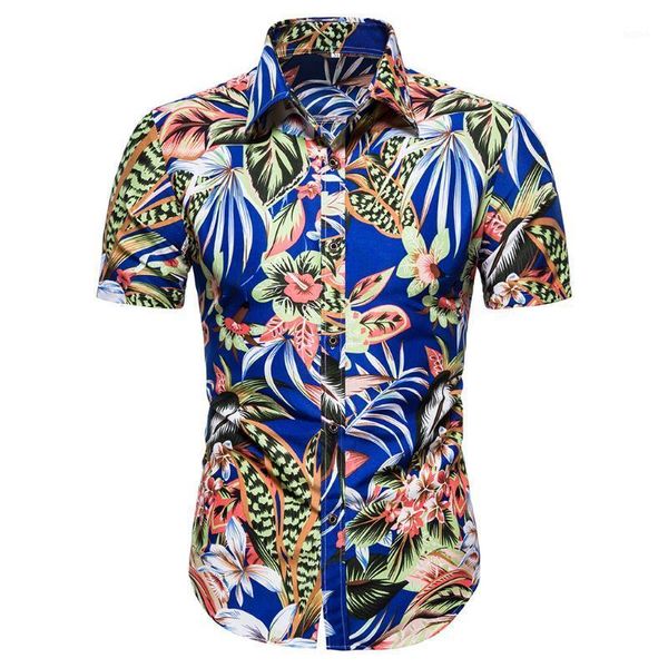 

men's summer shirts 2020 beach hawaiian fashion printed short-sleeved shirt casual holiday stylish and comfortable loose #451, White;black