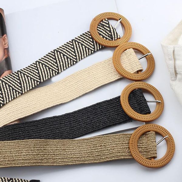 

wax rope braiding women belt round buckle skirt belt woman's vintage knitted waist woven female elastic braided black, Black;brown