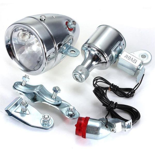 

bike lights safety warning light 12v 6w bicycle motorized friction generator dynamo headlight tail kit accessories #151