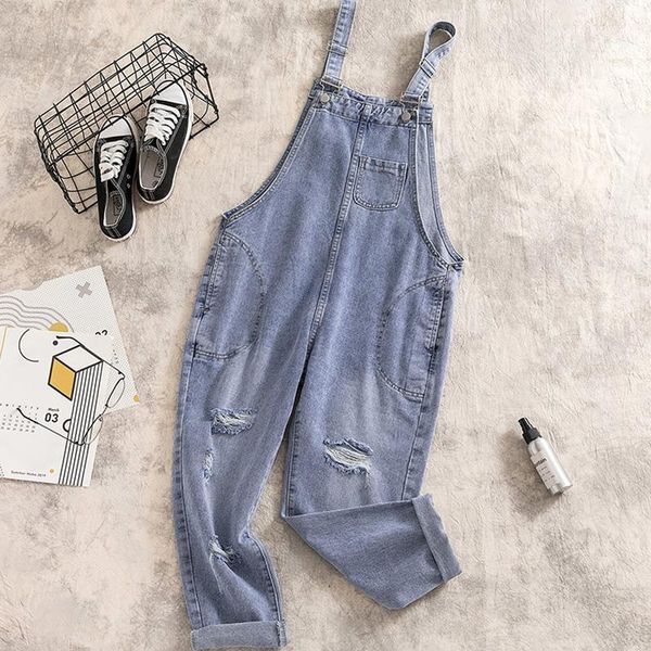 

jeans woman for autumn and winter denim bule overalls women plus size casual jean femme for streetwear fat mm jumpsuit rompers1, Blue