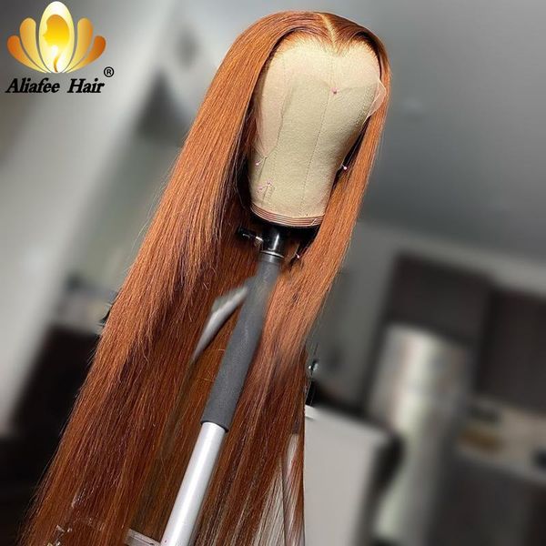 

lace wigs aliafee blonde straight hair pre plucked front human ombre remy part wig with baby for black women, Black;brown