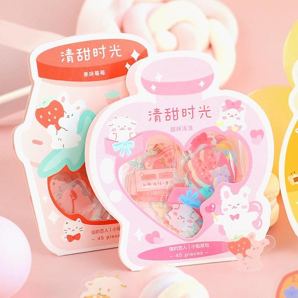 

45pcs cute plant stationery stickers kawaii drink stickers paper adhesive stickers for kids diy scrapbooking diary ps albums wmtmsx