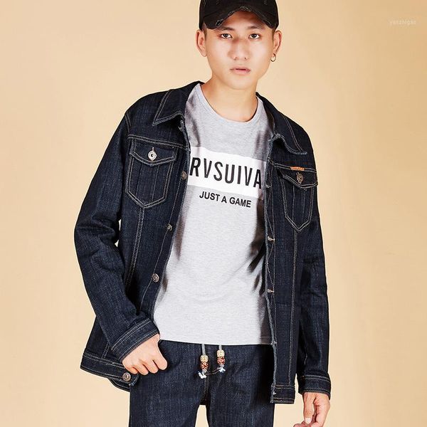 

men denim jacket smart casual loose jean jacket coat outdoors fashion autumn long sleeve masculino outwear patchwork 70261, Black;brown