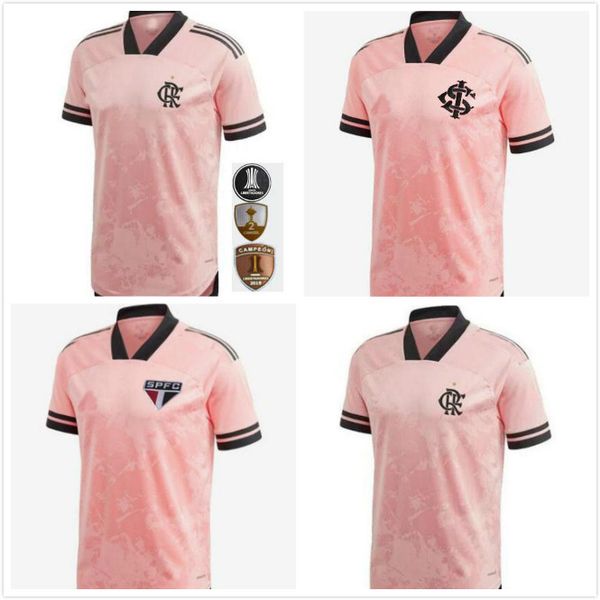 

2020 flamengo camisetas brasilpink soccer jerseys 2021 camisetas de fútbol gabriel b. diego 20 21 pedro gerson pink men kids football shirt, Black;yellow