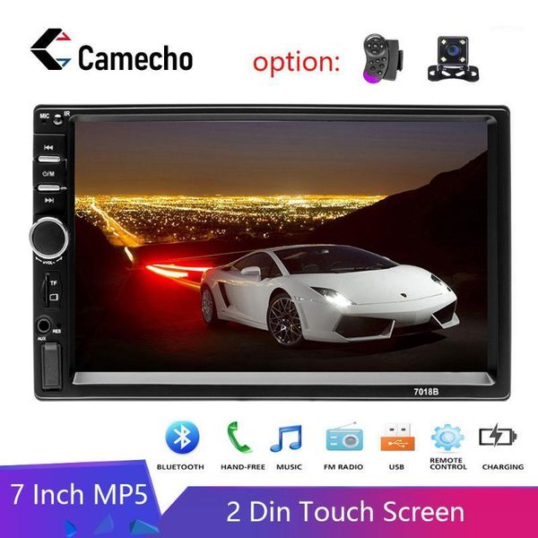 

camecho 2 din car radio 7" hd touch screen car stereo bluetooth fm receiver sd usb aux input mp5 player support rear view camera1
