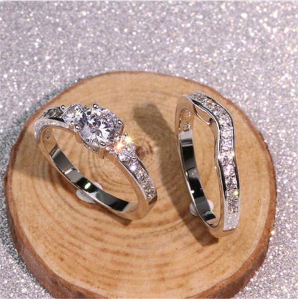 

factoryn0snoval vecalon classic 925 sterling silver ring set cut 3ct diamond cz engagement wedding band rings for women bridal bijo, Slivery;golden