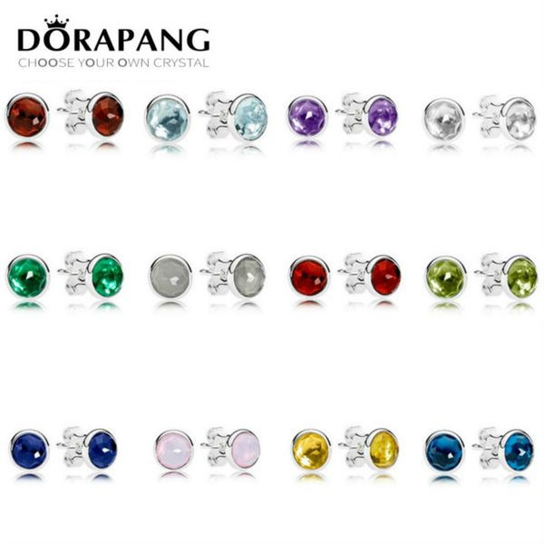 

2021 new 100% 925 sterling silver twelve constellations blue crystal luxury earrings fit bracelet diy bead wholesale factory, Golden;silver