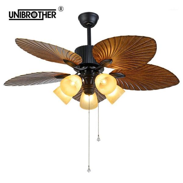 

electric fans retro ceiling fan lamp with light 110v remote control 52 inch 5 blades fixture home indoor low-profile1
