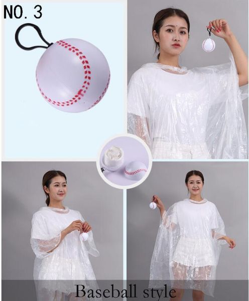 

disposable raincoat plastic ball key chain raincoats mini basketball football covers travel tour trip rain coat pe rainwear gga2210