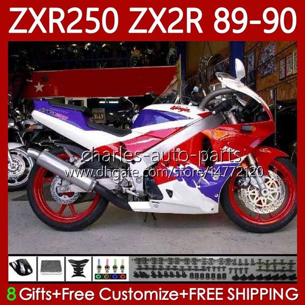 Bodys de motocicleta para Kawasaki Ninja ZX2R ZXR250 ZX 2R 2 R R $ 70 89-98 Bodywork 84No.10 ZX2 R ZX-2R ZXR-250 ROXO RED 89 90 ZX-R250 1989 1990 Kit de Feira