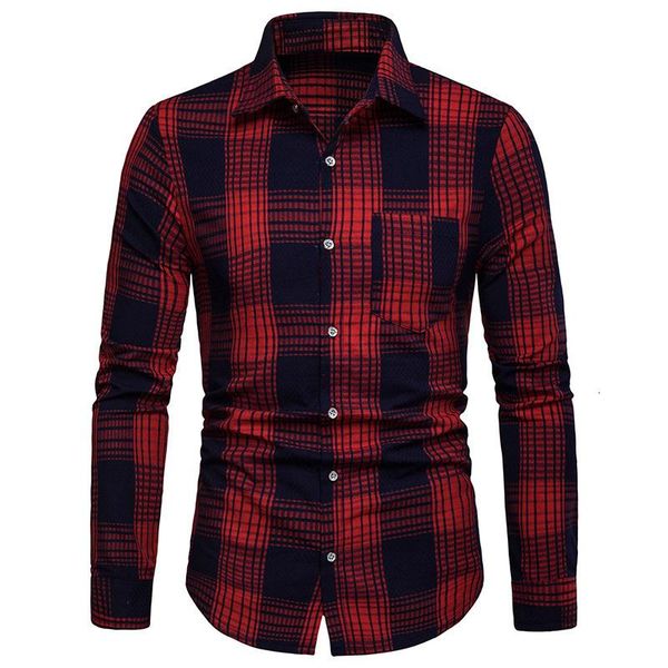 

men's casual shirts plaid shirt 2021 autumn winter checkered men long sleeve programmer chemise homme male business, White;black